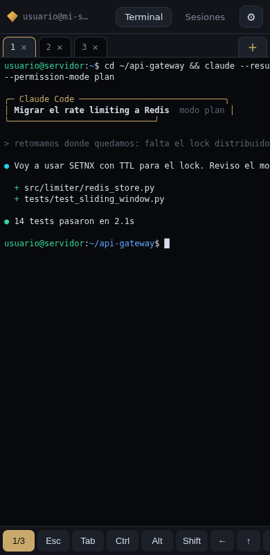 Terminal con la fila de teclas de PC